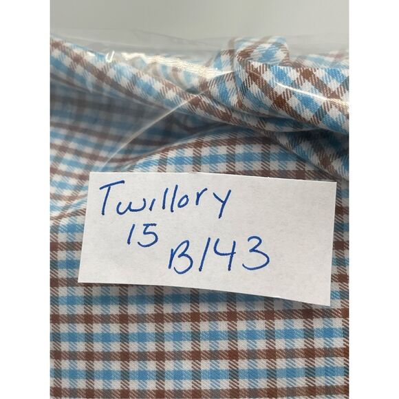 Twillory Button Down Shirt Check Plaid Men Size Medium White Blue Tailored Fit - Picture 11 of 11